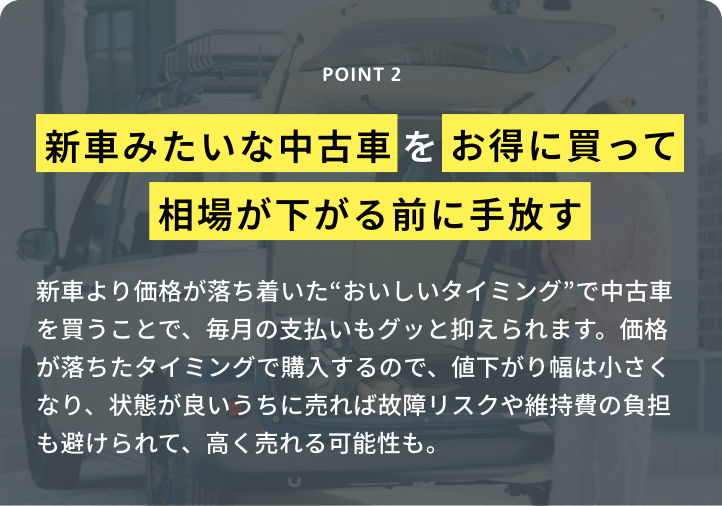 新車みたいな中古車をお得に買って相場が下がる前に手放す